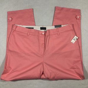 NEW Talbots Womens 14 Perfect Crop Pant Chino Pink Cotton Blend Work NWT $90